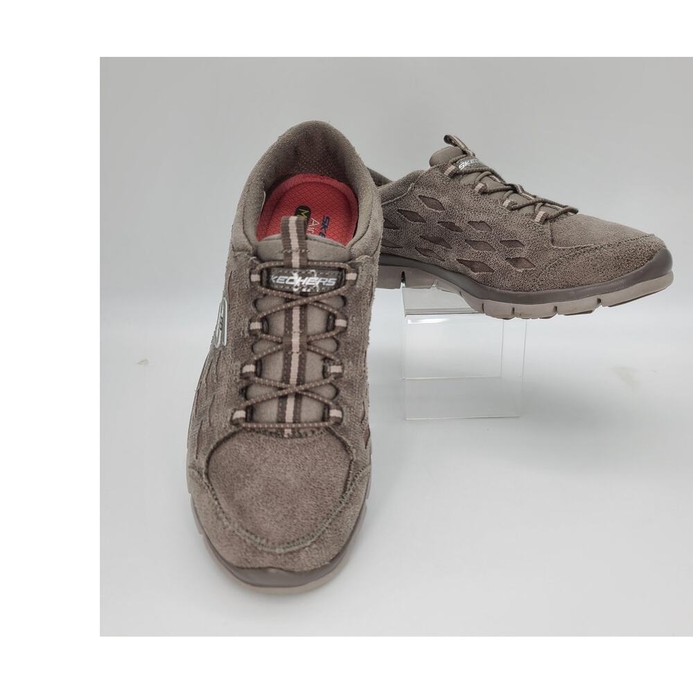 Skechers Women 7 Gratis Memory Foam Comfort Slip-On Sneakers Taupe Tan #22774